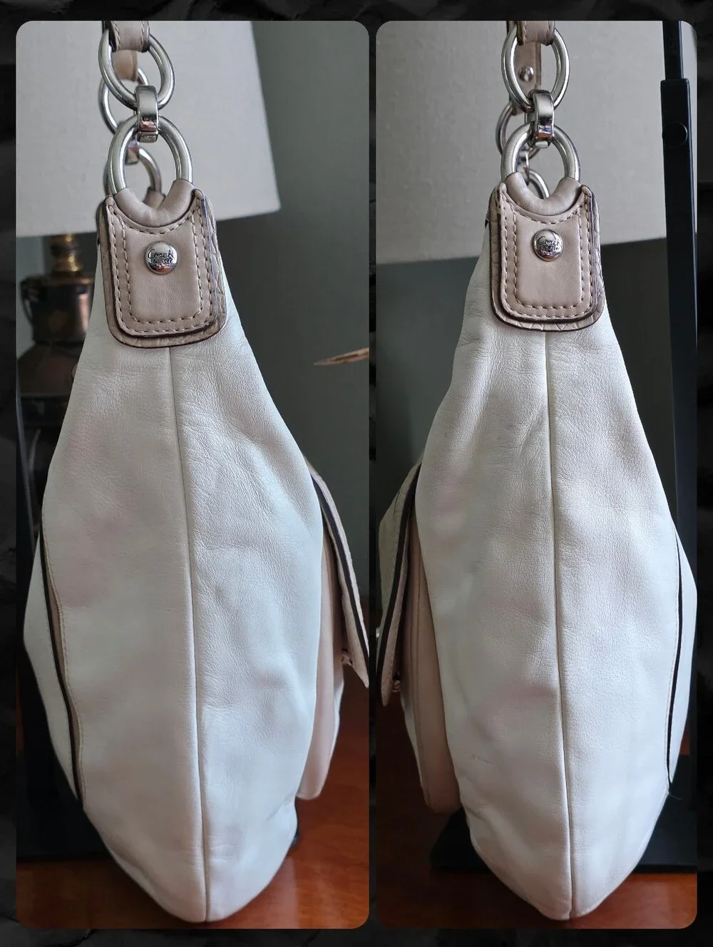 Coach F22509 Kristin Spectator Y2K Hobo White Tan Snake Embossed Leather Bag